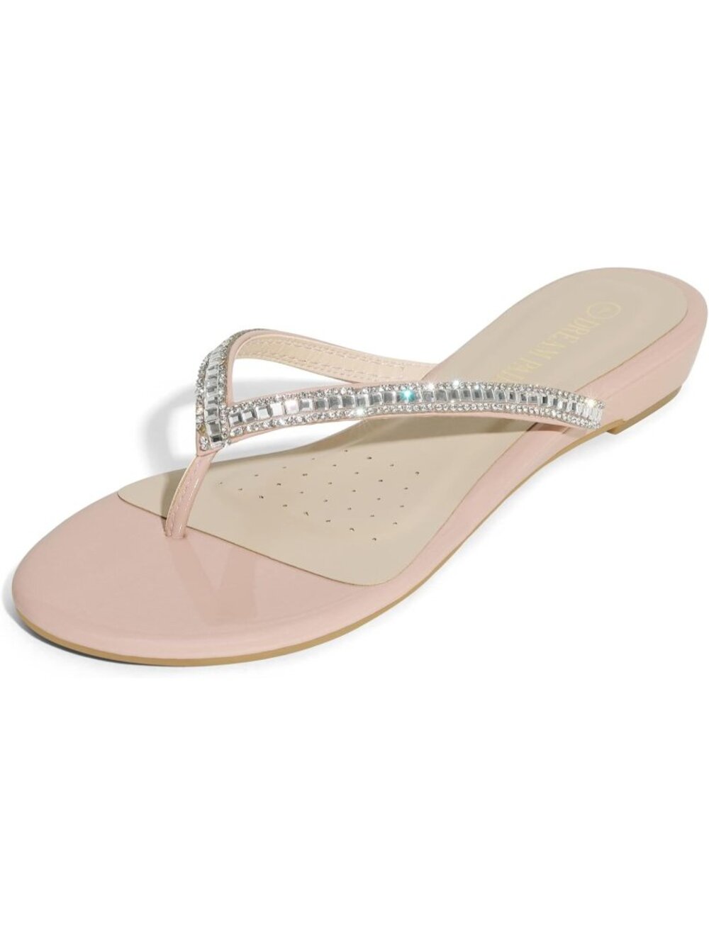 Women's Pink Glitter Rhinestones Design Slides Sandals Dress Daily Flat Sandals